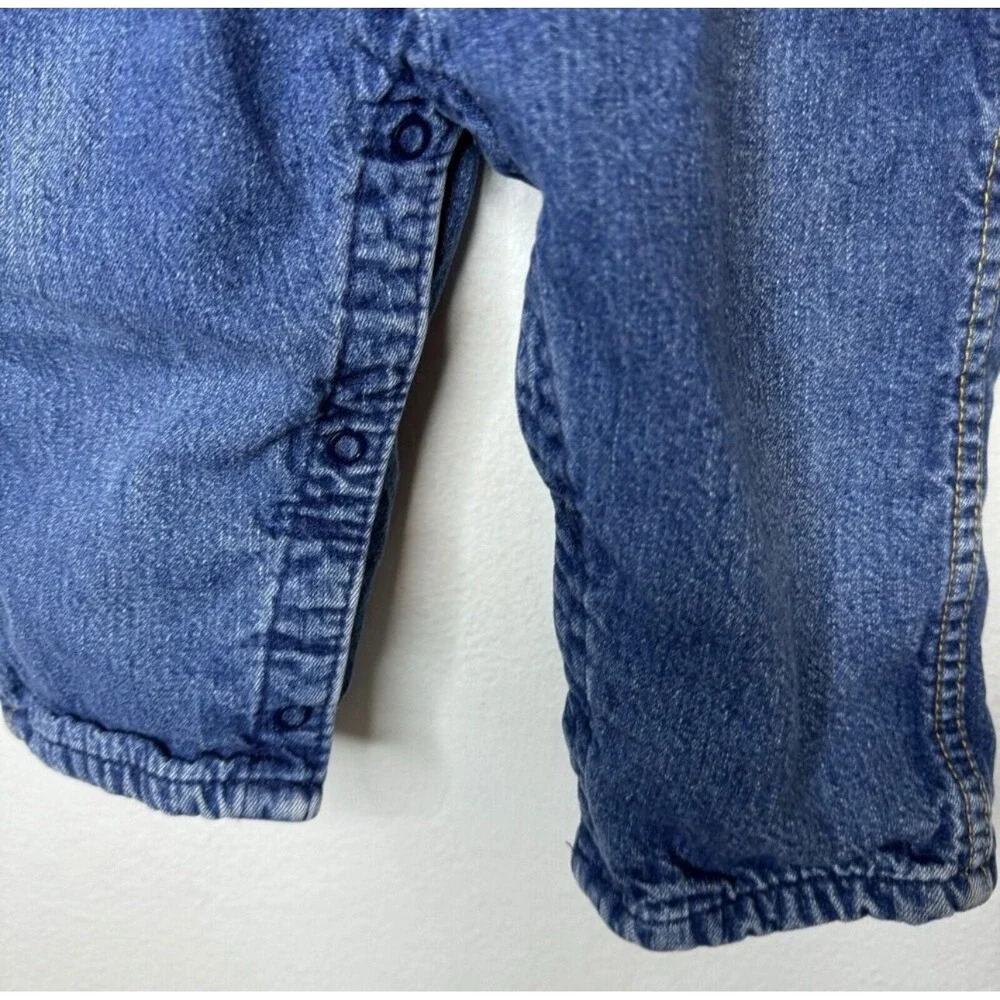 Vtg Oshkosh B'Gosh Vestbak Flannel Lined Bib Overalls Girls 24 Months Baby Denim